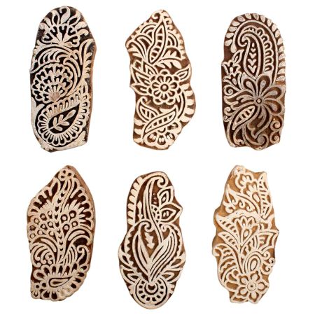 Set of 6 Piece New Mix Wooden Printing Block